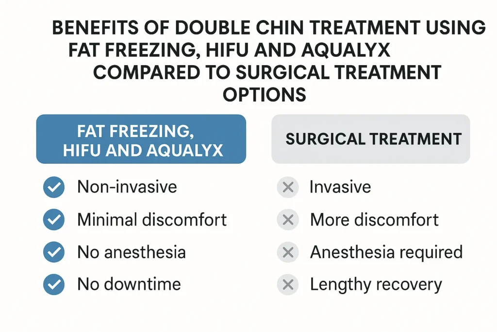 Graphic about the benefits of double chin treatment Wickford - from LA LIPO