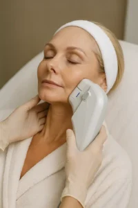 Woman receiving HIFU non surgical facelift treatment Wickford