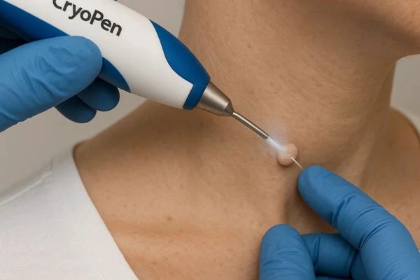 Person receiving Cryotherapy skin tag removal Wickford